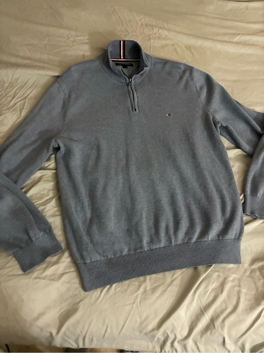 Tommy Hilfiger Men's Light Blue Quarter-Zip Sweater